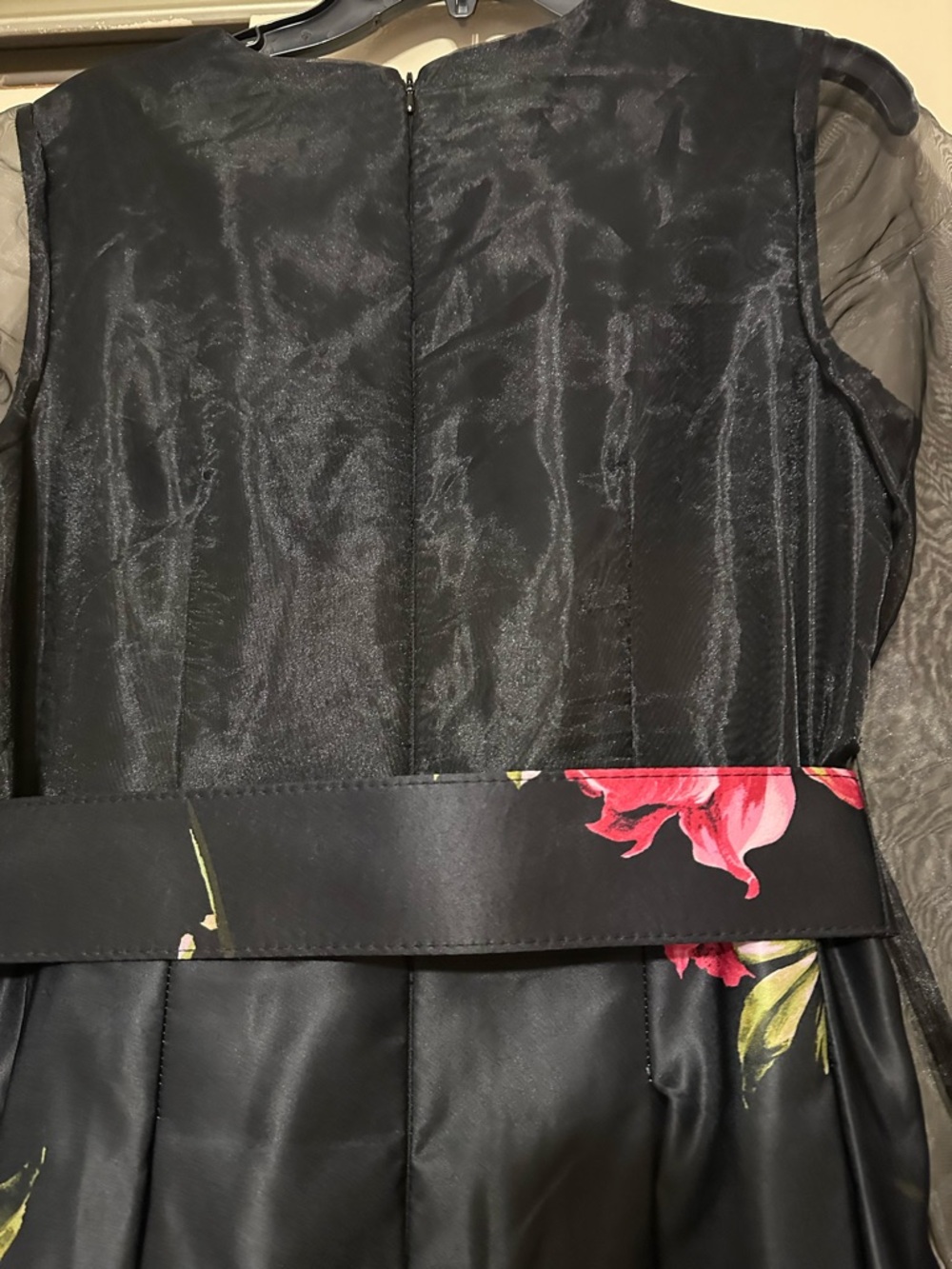Betsy & Adam Black Maxi Dress with Pink Floral Print - Picture 4 of 11